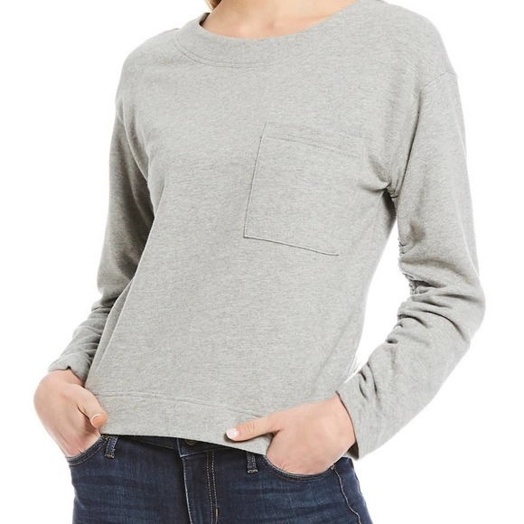 NWT Ella Moss Gray Reese Round Neck Ruched Quarter Sleeve Sweater Small - Picture 7 of 16